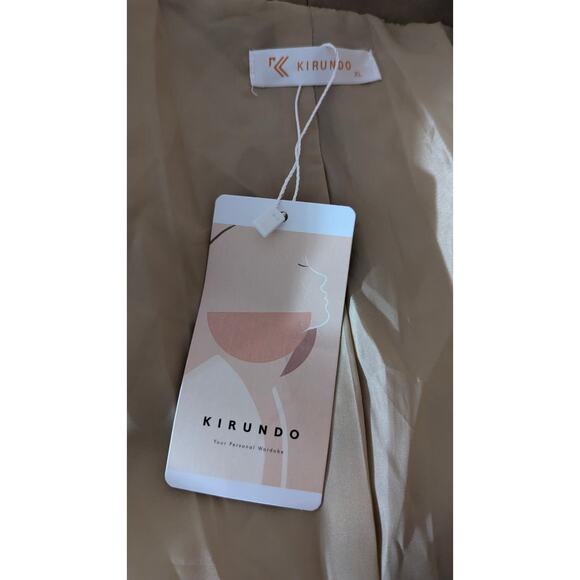 KIRUNDO Casual Long Sleeve Beige Open Front Blazer Jacket w/ Pockets Size XL - Picture 3 of 4